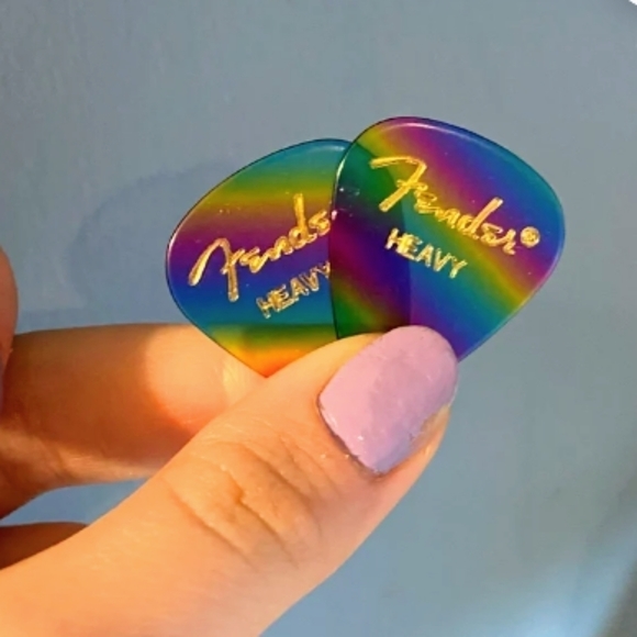 New Unique Colorful Handmade Guitar Pick Silver/Gold Drop Hook Earrings - Picture 6 of 16